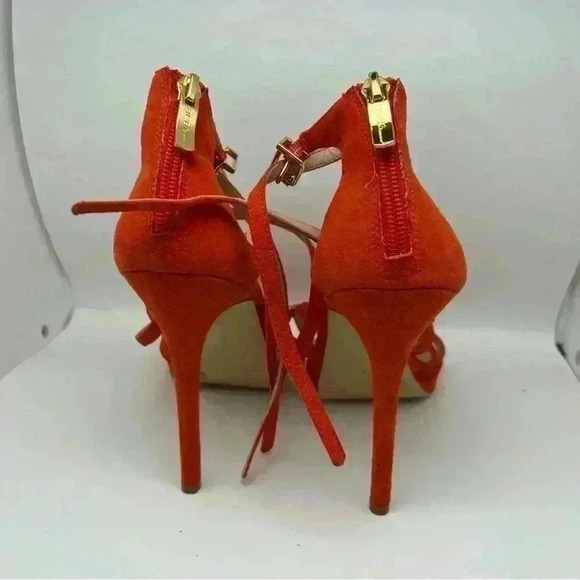 BCBG Generation Orange Suede Strappy Heels Sz 9 - Picture 3 of 15